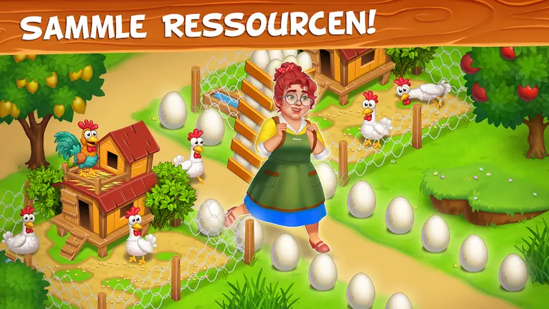 Spielszene aus Bauernhof: Happy Farm Tag mit Hühnerhof und Bäuerin