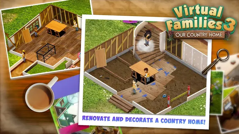 Spielszene aus Virtual Families 3 mit Querschnitt durch ein Landhaus
